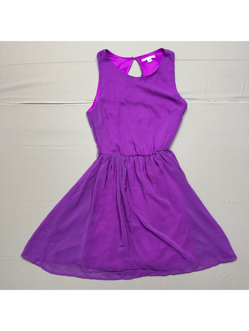 Better B. Women's Chiffon Keyhole Open Back Sleeveless Mini Dress Purple Size M